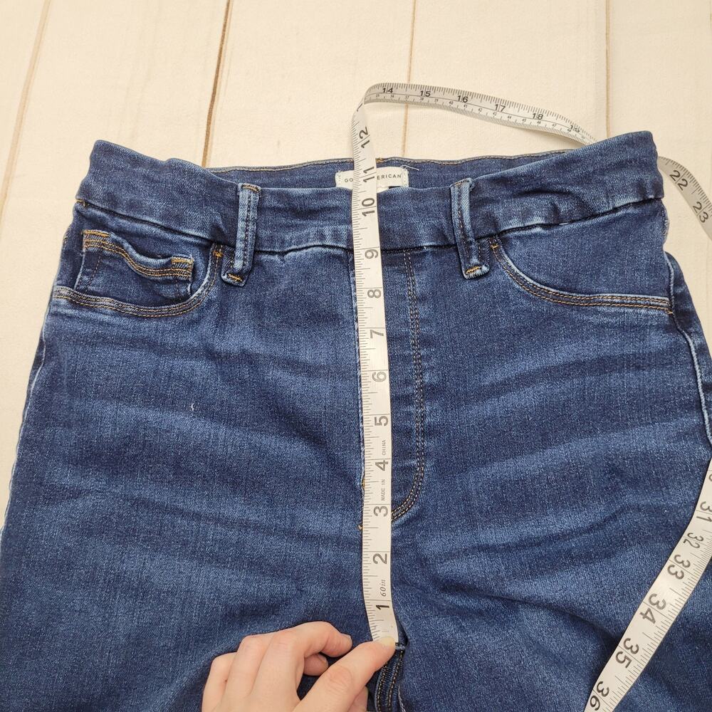 Good American power stretch pull on flare jeans dark wash indigo large - Picture 5 of 11